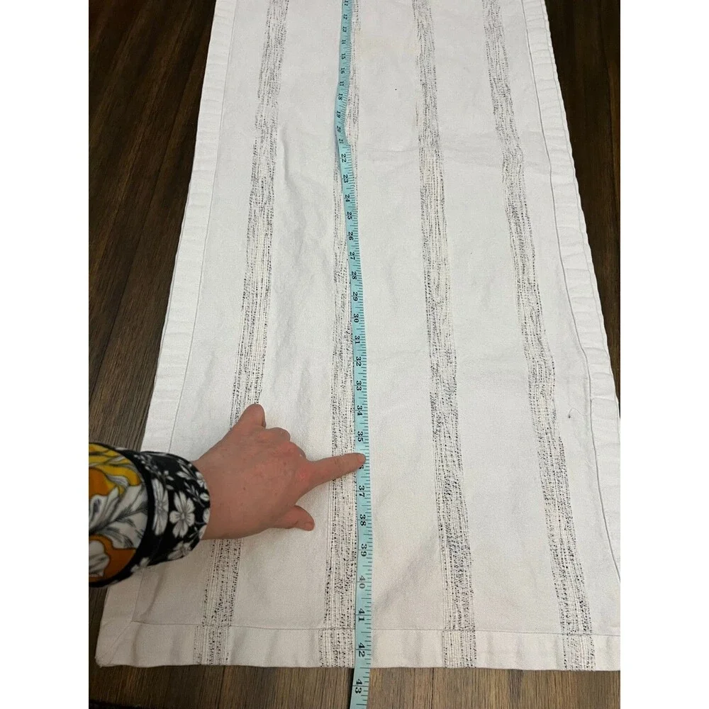 Hand And Hearth Magnolia Table Runner- Cream And Blue Striped